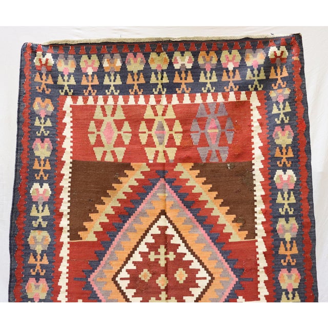 Red Vintage Caucasian Kilim Rug, 1920s For Sale - Image 8 of 18