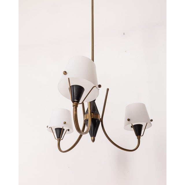 Vintage Italian Chandelier with Three Lights in Glass, 1950s For Sale - Image 4 of 8