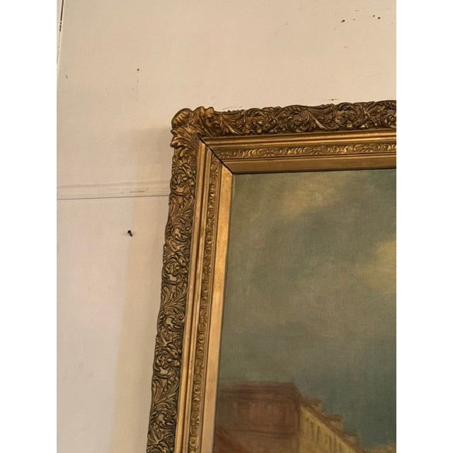 Textile Large Italian Venetian Scene Oil on Canvas For Sale - Image 7 of 8