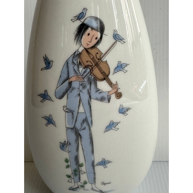 Ceramic MCM 1950s Rosenthal Germany 8" Tall Porcelain Vase"The Violinist" Sign Raymond Peyote #1507 For Sale - Image 7 of 14