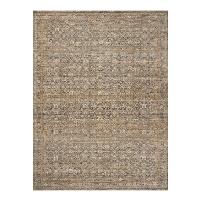 Amber Lewis x Loloi Molly Denim / Gold 5'-3" x 7'-9" Area Rug For Sale