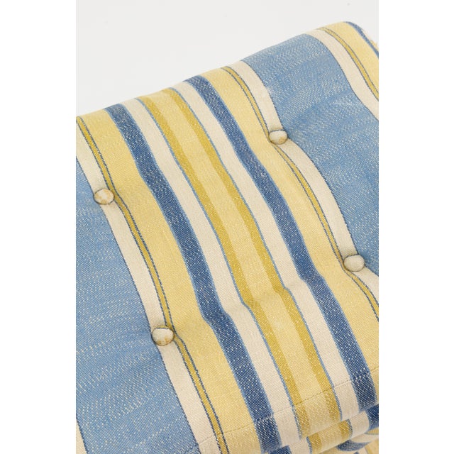 Yellow Pair of Striped Billy Baldwin Style Cross Leg Ottomans For Sale - Image 8 of 8