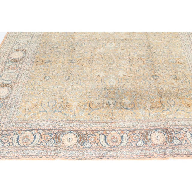 Textile Authentic Persian Tabriz Handmade Wool Rug For Sale - Image 7 of 7