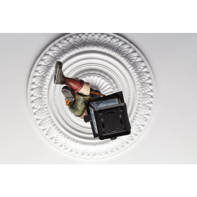 Pendant Light with Hand Carved Mountain Climber Sculpture and Lantern, 1930s For Sale - Image 13 of 18