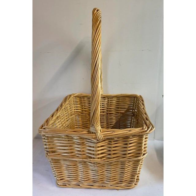 Boho Chic Vintage Square Handled Basket For Sale - Image 3 of 7