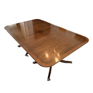 Vintage Kittinger Pedestal Dining Table With Brass Casters For Sale