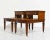 A refined pair of Mid Century Mahogany Two-Tier Leather Top Side Tables by Mersman, featuring tooled leather on both...