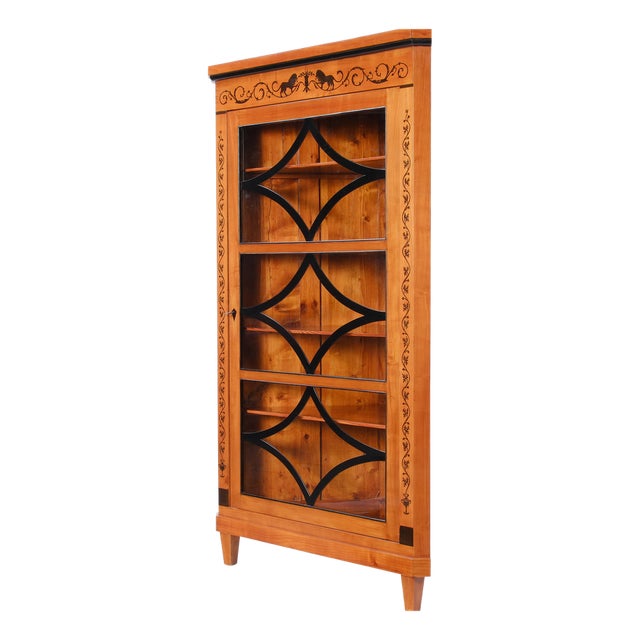 Antique Biedermeier II Corner Display Cabinet, 1890 For Sale