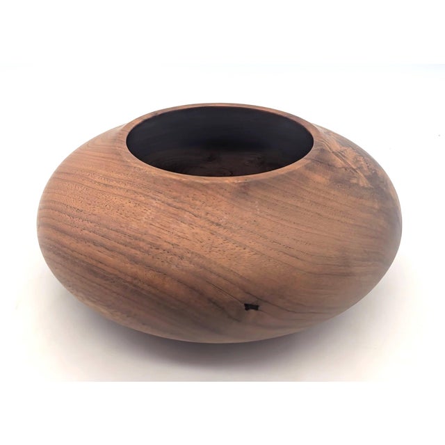 Mid-Century Modern Hand Turned and Lathed Walnut Wood Bowl For Sale - Image 3 of 14