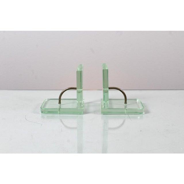 Italian Thick Glass Bookends in the style of P. Chiesa for Fontana, 1950s, Set of 2 For Sale - Image 3 of 15