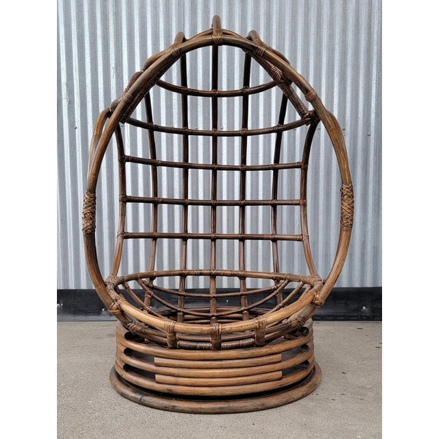 Bamboo Swivel Egg Chair Chairish