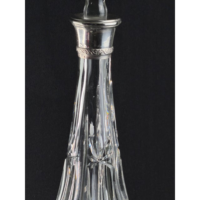 Cut Crystal Decanter with Silver-Mounted Collar, 1920s For Sale - Image 3 of 10