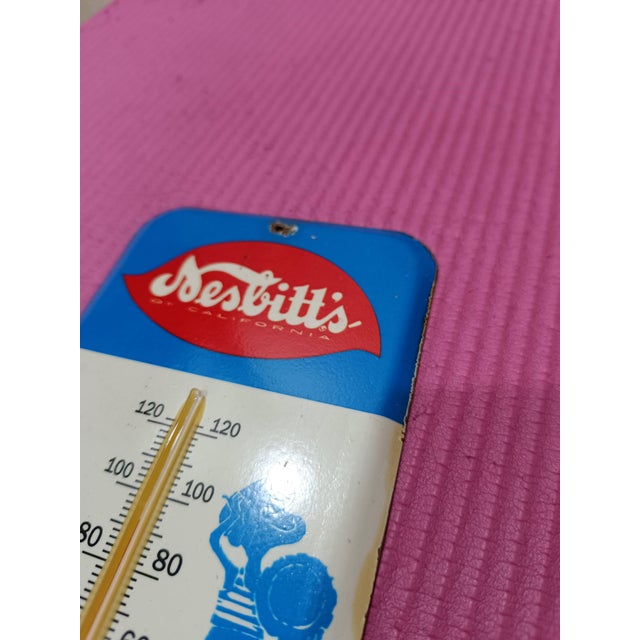 Premium Vintage Style Nesbitt's of California Orange Soda Advertising Thermometer Sign For Sale - Image 9 of 9