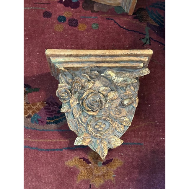 Late 20th Century Newly Painted Pair of Bespoke Gold Gilt "Bird & Nest" Sconces by Turtle and Crane For Sale In Mobile - Image 6 of 9
