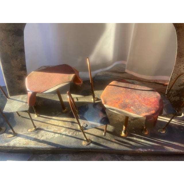 1960’s Torch Cut Brass,steel and Copper of a Bordello With Ladies of the Night Sculpture. For Sale - Image 4 of 12