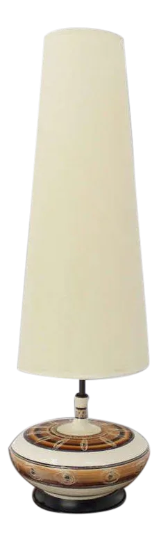 Mid-Century Modern Porcelain Pottery Base Table Lamp