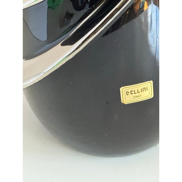 Glass Bellini Black & Chrome Art Glass Vase Italy For Sale - Image 7 of 7