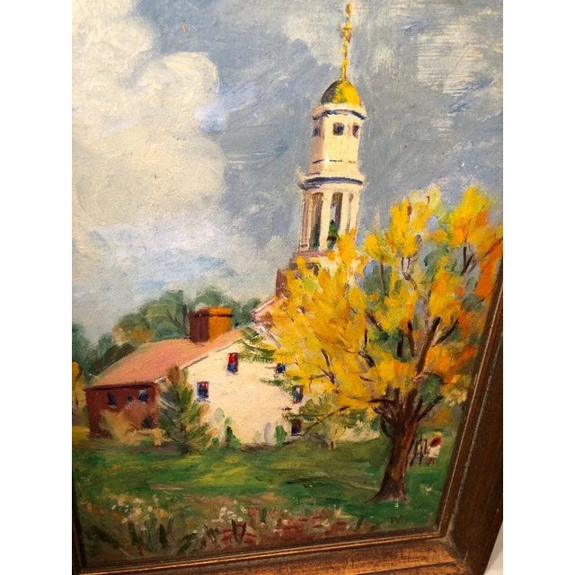 White Pastoral Oil on Board of Church For Sale - Image 8 of 13