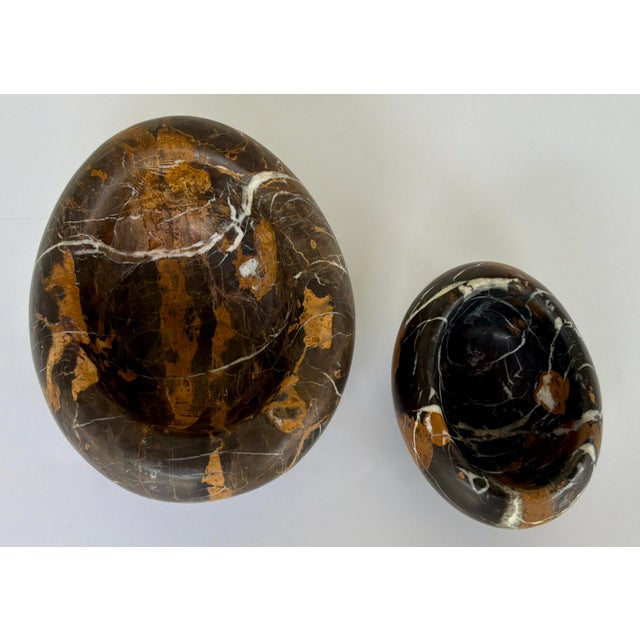 Stylish Revelation Modern Michelangelo Marble Swaddle Bowls Set of 2, black brown ad white marble, showroom floor samples...