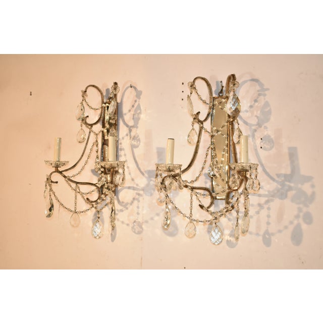 Pair of Italian Mirrored Wall Sconces, Circa 1960's For Sale - Image 11 of 12