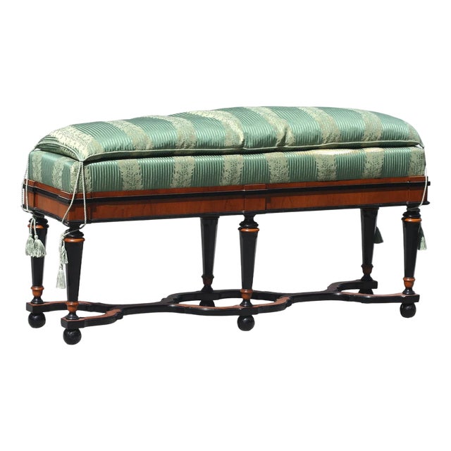 Early 20th Century French Baroque Style Part Ebonized Window Seat For Sale