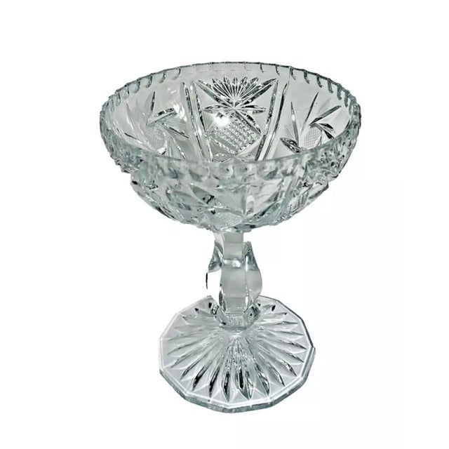 1960s Vintage Cut Lead Crystal Stemmed Bonbonneire Candy Dish With Spire Finial For Sale - Image 5 of 7