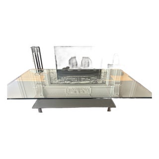 Authentic B&b Italia Diesis Coffee Table by Antonio Citterio — Two-Tier Glass & Leather, Chrome Legs, Stamped For Sale