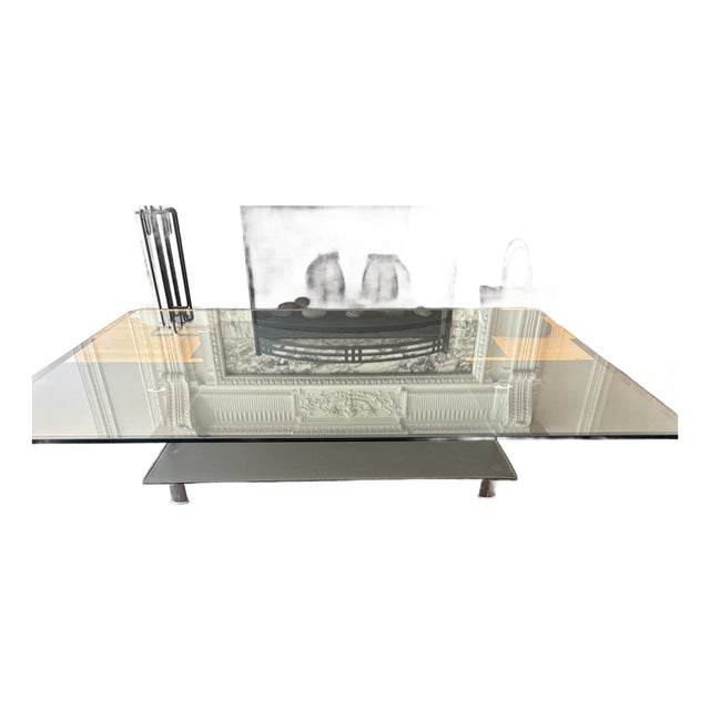 Authentic B&b Italia Diesis Coffee Table by Antonio Citterio — Two-Tier Glass & Leather, Chrome Legs, Stamped For Sale