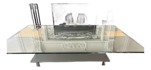 Authentic B&b Italia Diesis Coffee Table by Antonio Citterio — Two-Tier Glass & Leather, Chrome Legs, Stamped