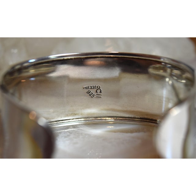 Silver Early 20th Century Mexican Sterling Silver and Carnelain Gemstone Smooth Cuff Bracelet For Sale - Image 8 of 18