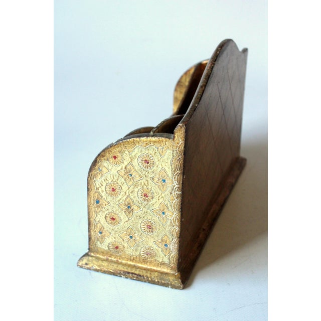 Mid-Century Modern Florentine Wooden Letter Holder, Made in Italy, Vintage From the 50s For Sale - Image 3 of 10