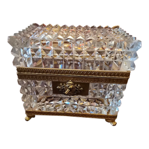 Antique Crystal and Bronze Jewel Box