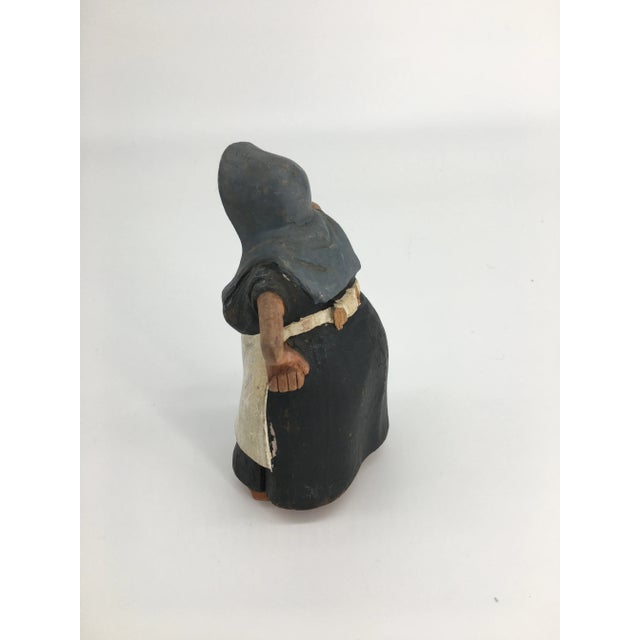 Vintage Pipe-Smoking Lady Wooden Figurine For Sale In Greenville, SC - Image 6 of 8