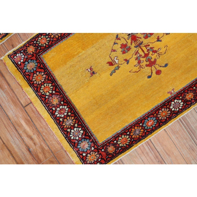 Renaissance Whimsical Pair of Yellow Persian Ferehan Mats For Sale - Image 3 of 6