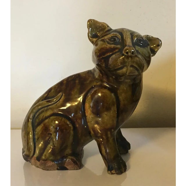 Antique 19th Century Chinese Glaze Porcelain Tiger Cat Figure For Sale - Image 4 of 13