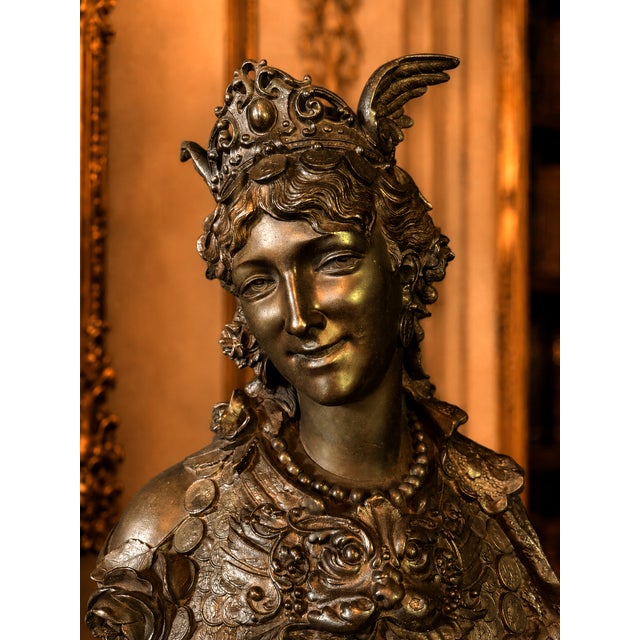 A remarkable 19th-century French Orientalist zamak bust clock, beautifully sculpted in a large and impressive size. This...
