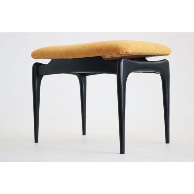 1950s Italian Organic Ebonized Wood Ottoman in Style of Gio Ponti, 1950s For Sale - Image 5 of 7