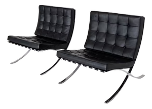 Leather Barcelona Chairs by Ludwig Mies van der Rohe for Knoll Inc., Set of 2