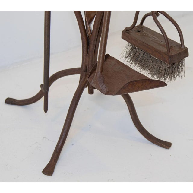 Mid-Century Sculptural Iron Forged Oversized Fire Place Tools - 4 Pieces For Sale - Image 9 of 13