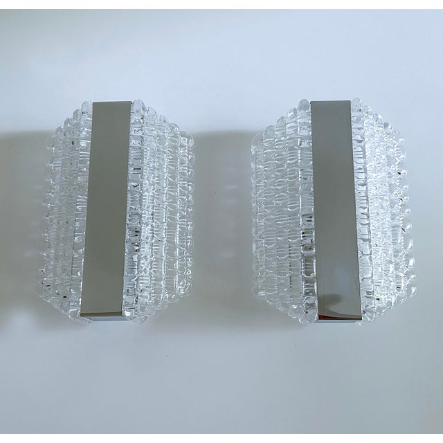 Mid-Century Modern Vintage Space Age Glass Sconces from Kaiser, Set of 2 For Sale - Image 3 of 18