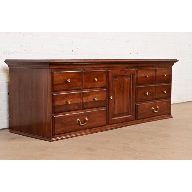 Ethan Allen Ethan Allen Georgian Solid Cherry Wood Low Credenza or Sideboard For Sale - Image 4 of 14