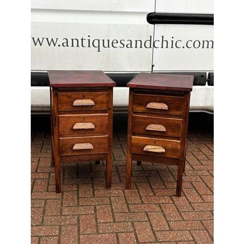 Edwardian Bedside Tables in Oak, Set of 2 For Sale - Image 10 of 12