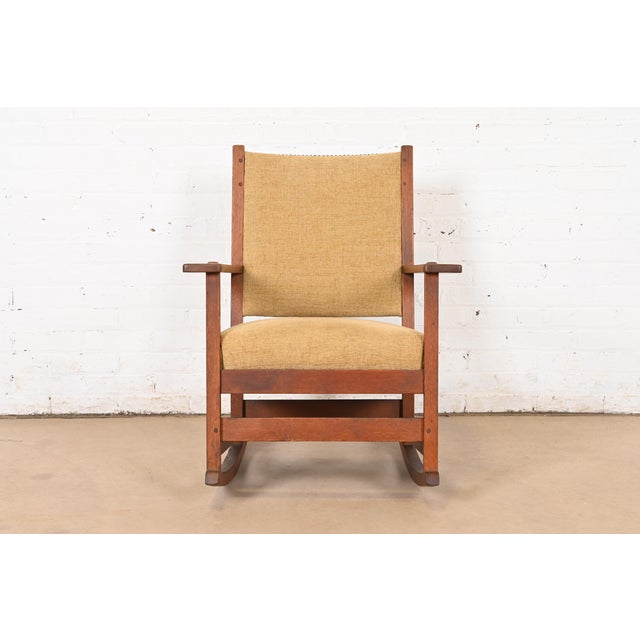 Mission L. & J. G. Stickley Antique Mission Oak Arts & Crafts Rocking Chair, Circa 1900 For Sale - Image 3 of 12