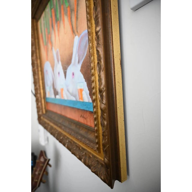 Will Bullas Original Painting of Three Rabbits at a Carrot Juice Bar, Signed and Framed For Sale In Denver - Image 6 of 7