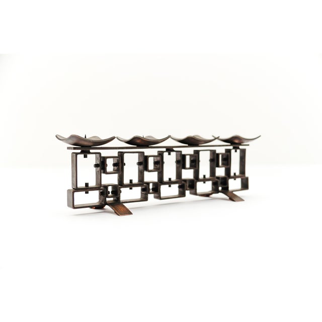 Copper Space Age Geometric Copper Candleholder, Scandinavia, 1960s For Sale - Image 8 of 8
