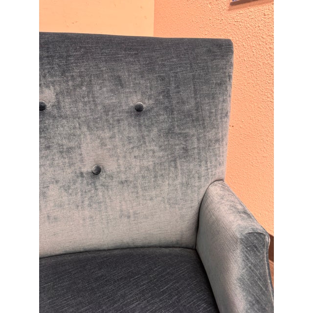 2010s Bespoke Curved Velvet Banquette For Sale - Image 5 of 12