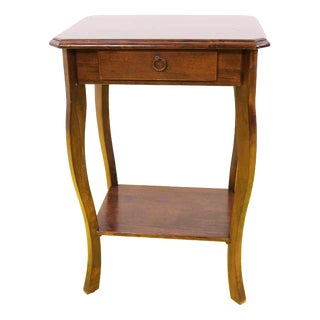 Wooden Side Table with Central Drawer and Lower Shelf For Sale