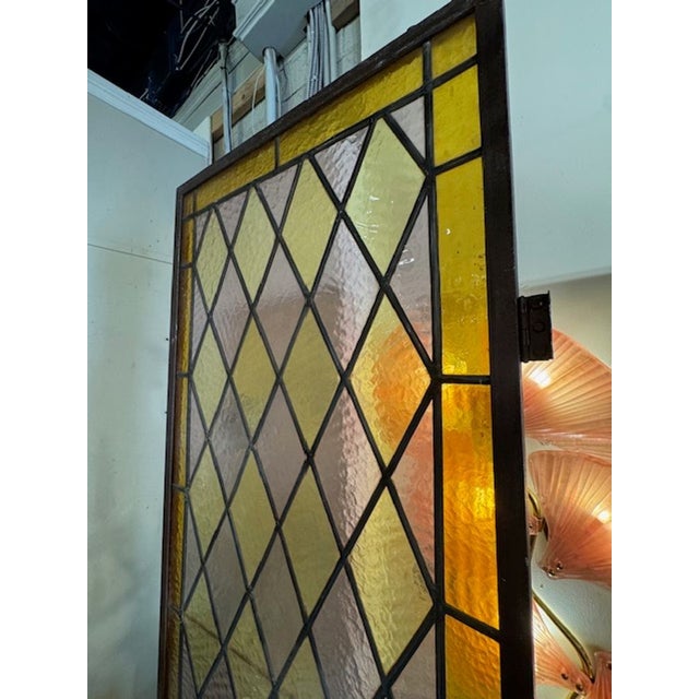 Antique Italian Tri-Color Stain Glass Windows For Sale - Image 4 of 5