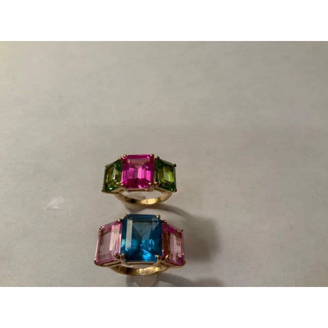 Christina Addison Yellow Gold Zircon Mini Emerald Cut Ring For Sale - Image 12 of 12