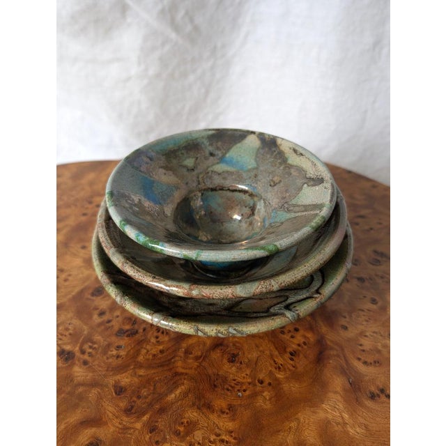 Vintage Modernist Abstract Hand-Thrown Ceramic Bowls, 1990s, Set of 3 For Sale - Image 10 of 13